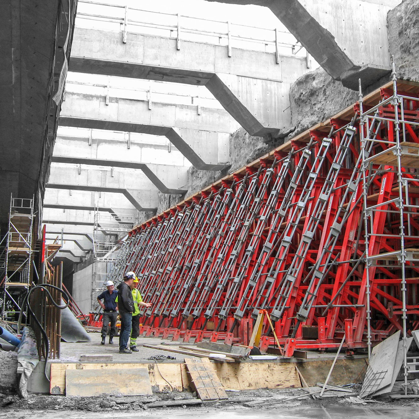 Wall braces used on a large structure