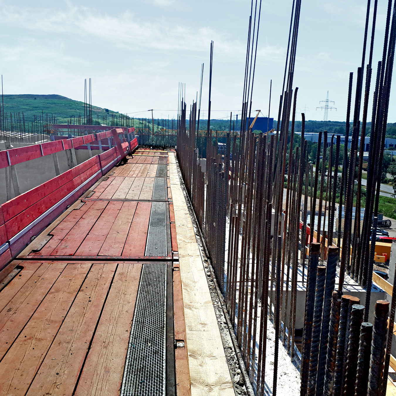 View across scaffolding from high up