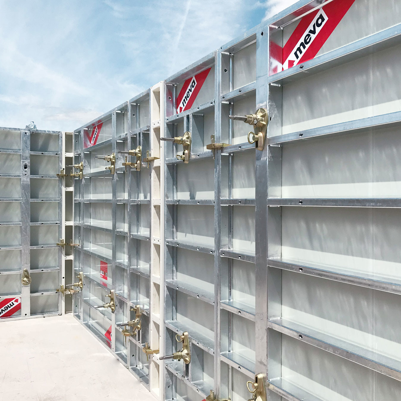 Galvanised formwork with accessories in place