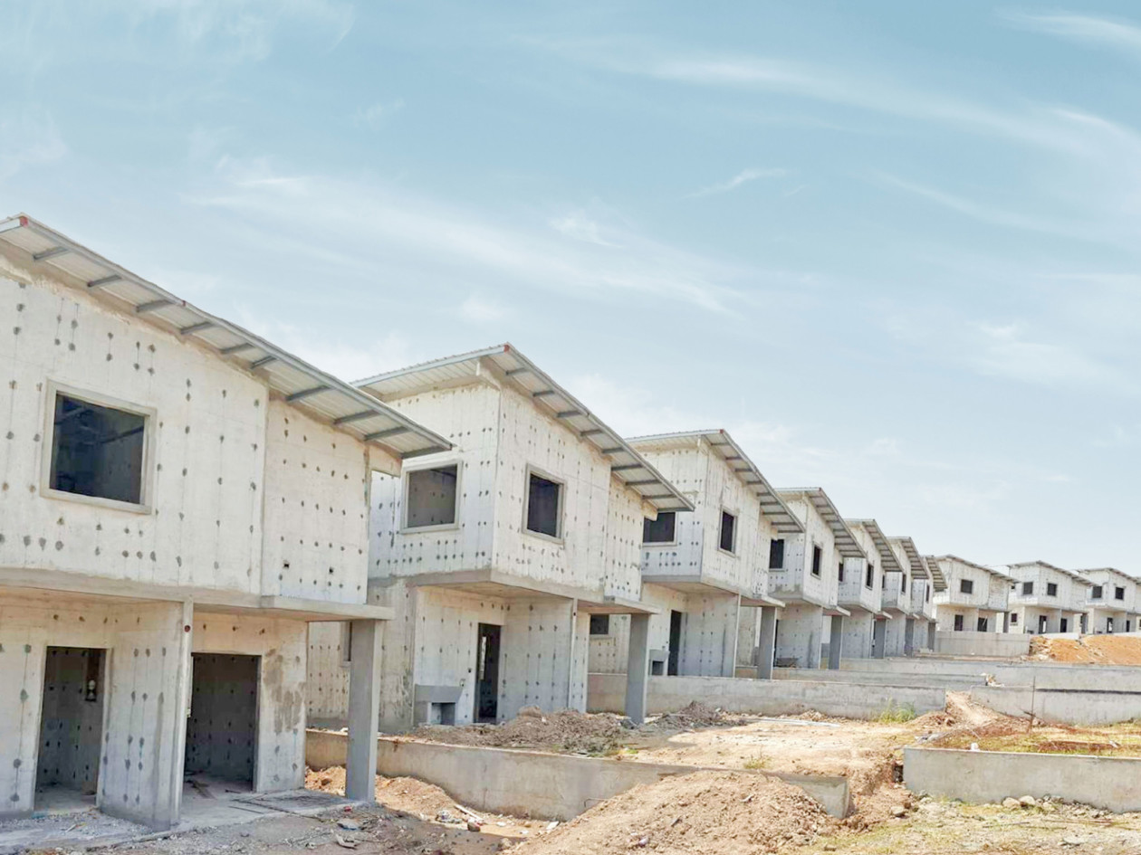 Rows of houses created with Monofix Formwork