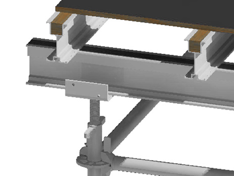 Head jacks allow to use primary and perimeter beams of aluminium or conventional H20 beams made of wood