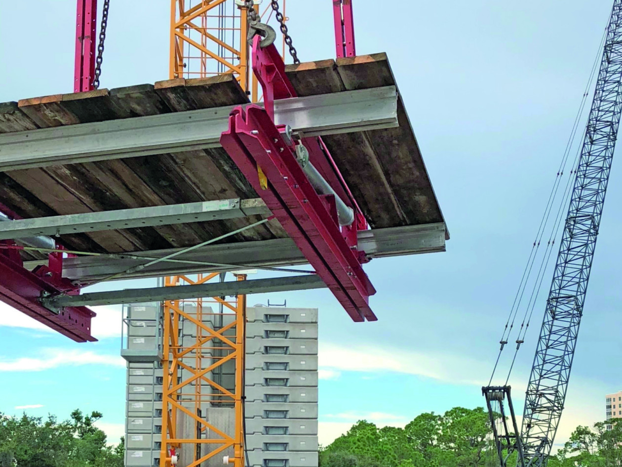 Climbing formwork being used in the construction of a residential building in Florida USA