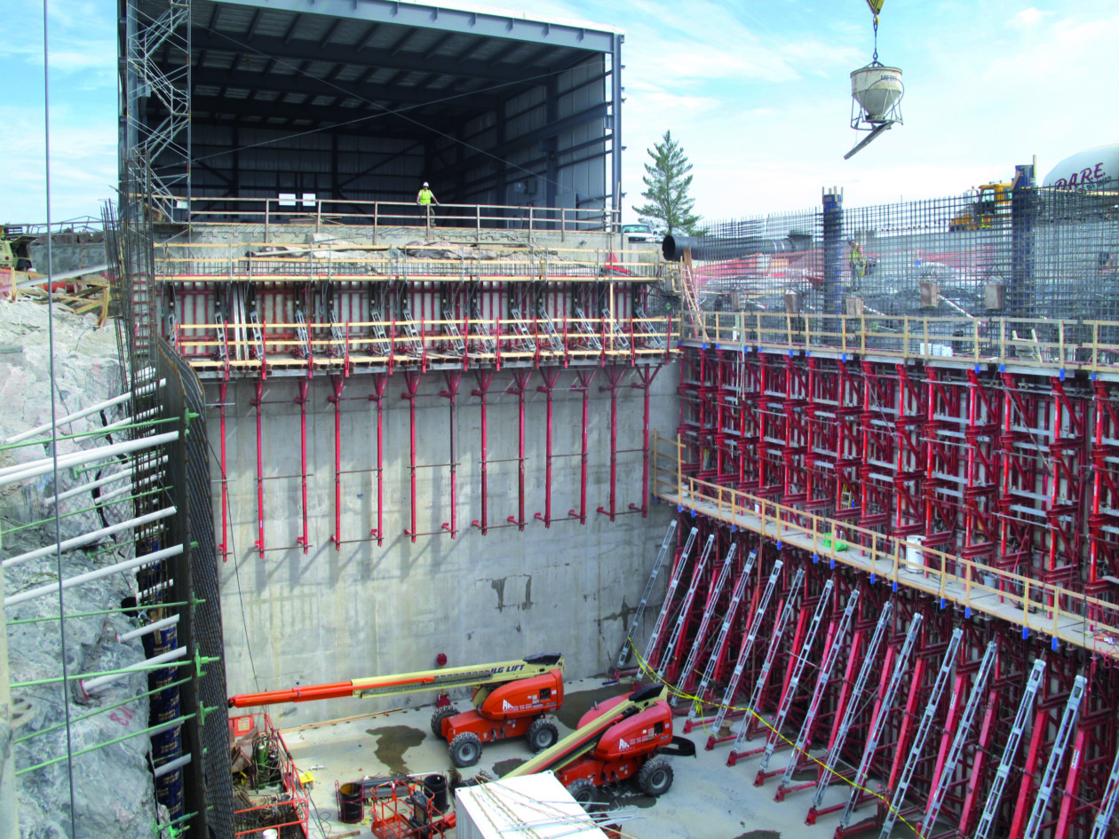Heavy duty climbing formwork used to build scientific plant in USA