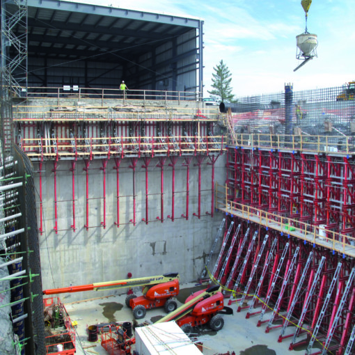 Heavy duty climbing formwork used to build scientific plant in USA