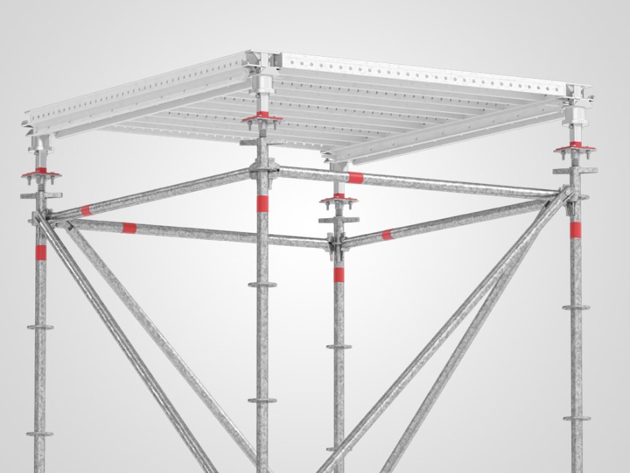 Combination of MevaScaff Shoring with MonoDec panels