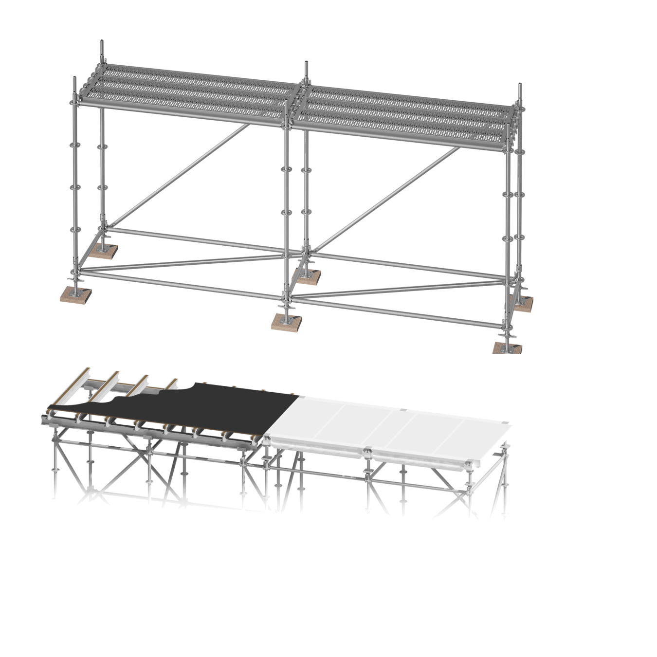 MevaScaff Shoring System visualized in an 3D graphic