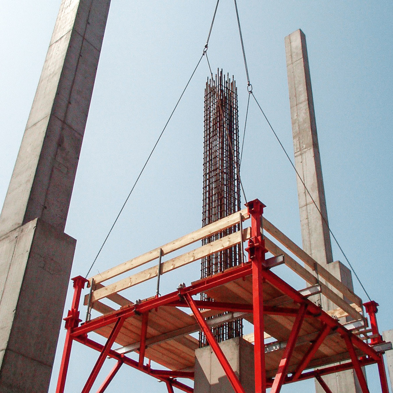 Shoring tower to support concrete tower construction