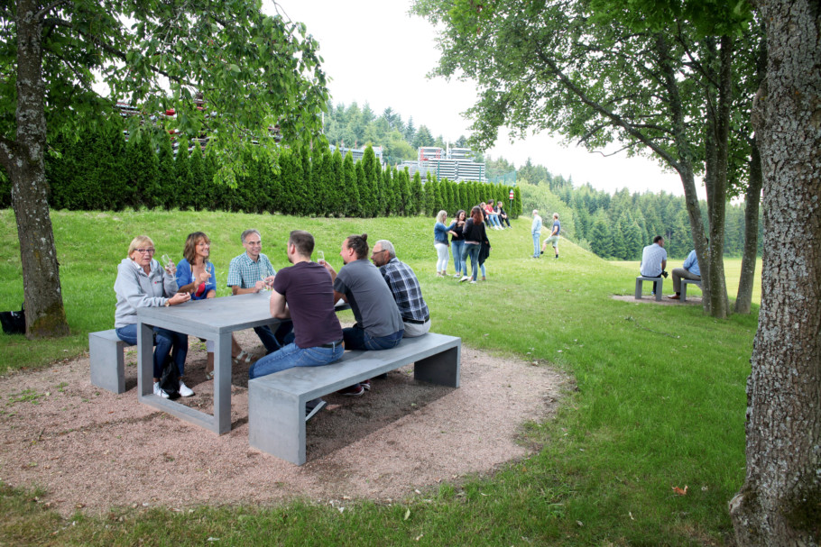 MEVA employees enjoying the outdoors at head office in Haiterbach Germany