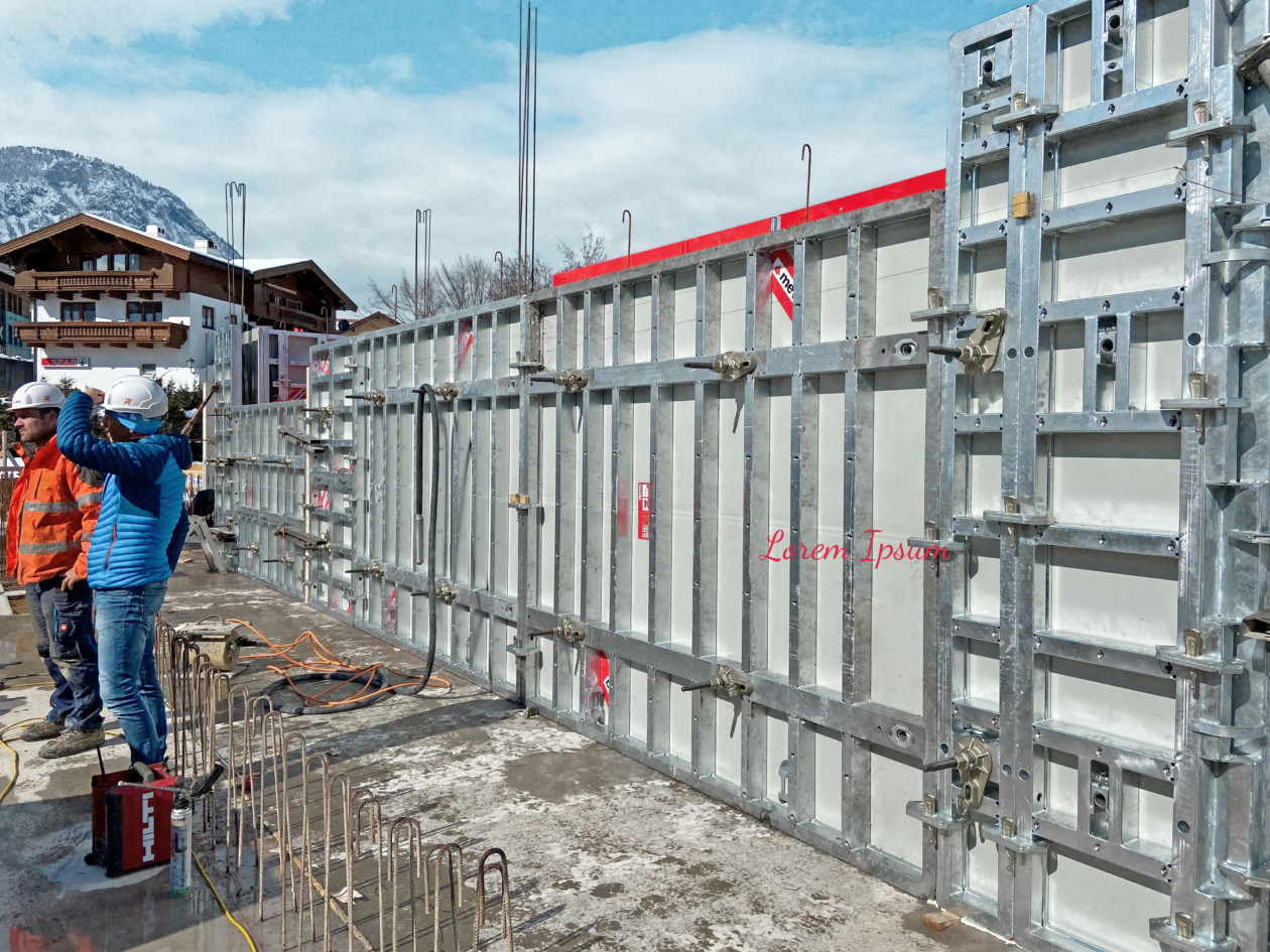 Wall formwork to construct concrete residential housing in Austria